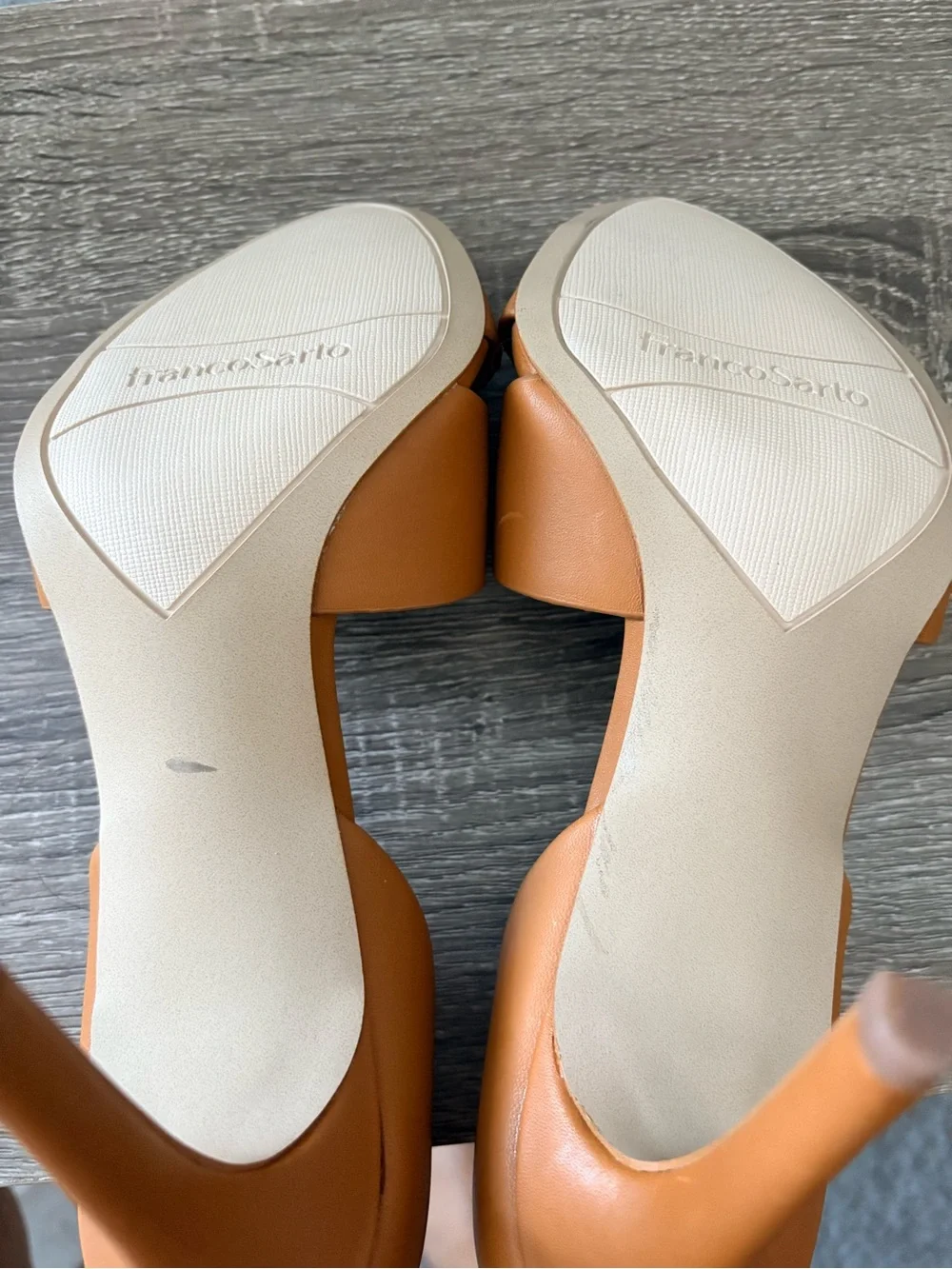 Franco Sarto Cognac Knot-Front Open-Toe Heels